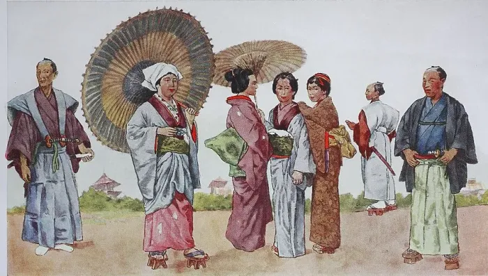 Framed Print : Clothing, historical fashion in Japan