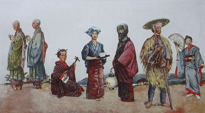 Framed Print : Clothing, monks and musicians, from lks