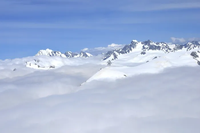 Framed Print : Cloud gathers around the alpine peaks of the Southern Alps