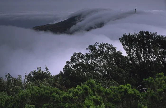 Framed Print : Clouds over the tops of the National Park Garajonay
