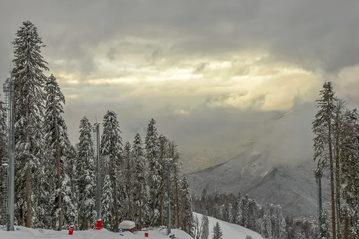 Framed Print : Cloudy and misty weather on ski resort Framed Print : Cloudy and misty weather on ski resort
