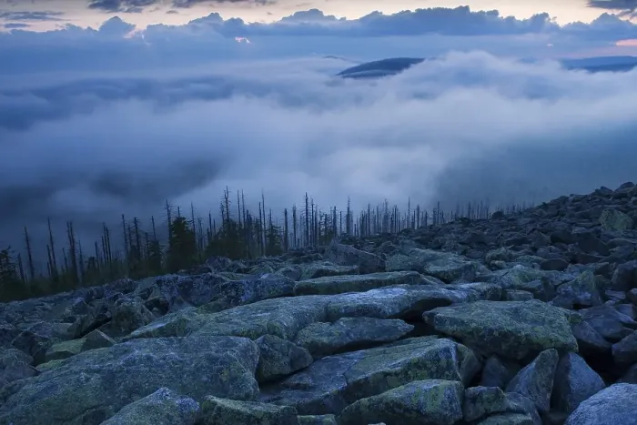 Framed Print : Cloudy mood on the peak of Lusen Mountain