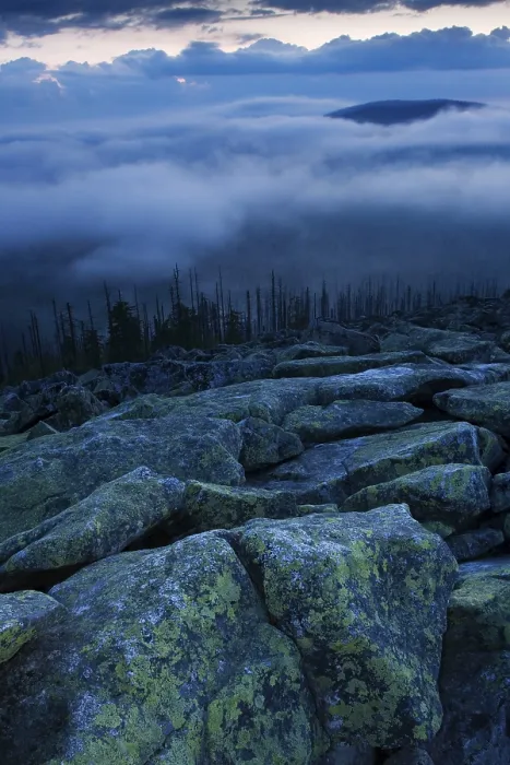 Framed Print : Cloudy mood on the peak of Lusen Mountain