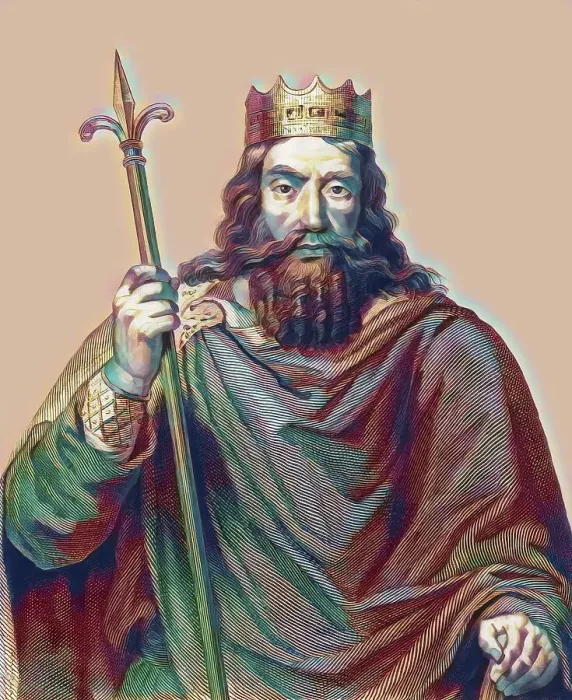 Framed Print : Clovis, Chlodovechus, Chlodwig I. Chlodowech, 466-511, King of the Franks of the Merovingian dynasty, digitally edited