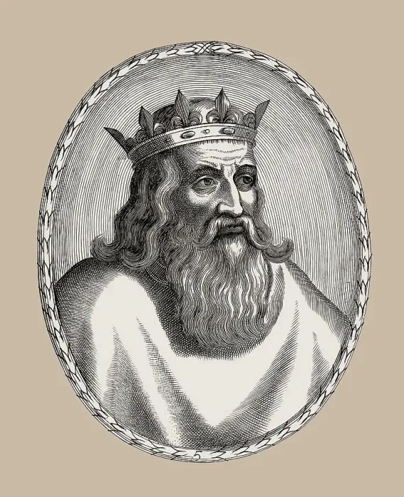 Framed Print : Clovis, Chlodovechus, Chlodwig I. Chlodowech, 466-511, King of the Franks of the Merovingian dynasty, digitally edited