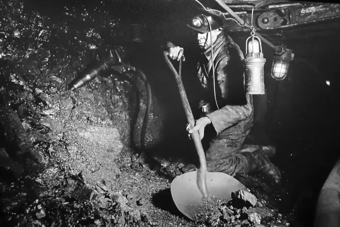 Framed Print : Coal miner, hewer working underground in shaft Framed Print : Coal miner, hewer working underground in shaft