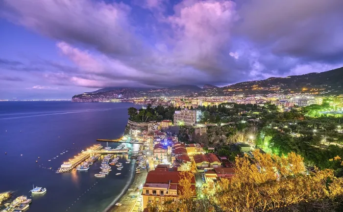 Framed Print : The coast in Sorrento, Italy, at dusk, Europe