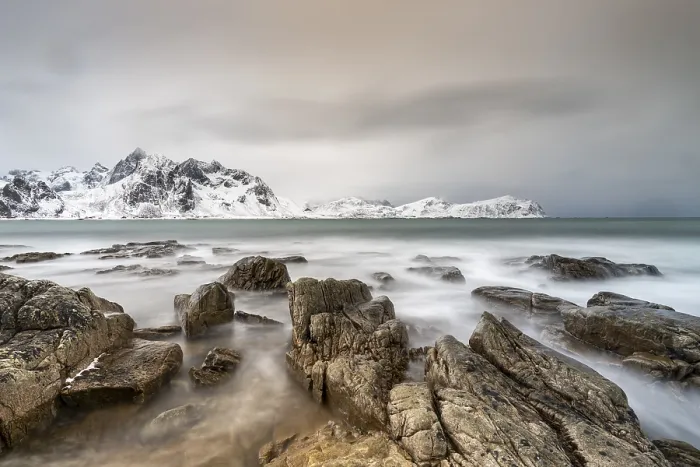 Framed Print : Coast at Vareid, Flakstadoya, Lofoten