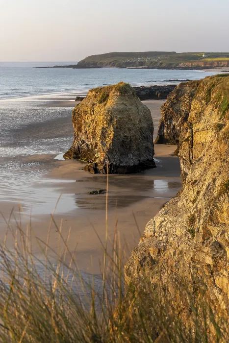 Framed Print : Coastal landscape in Cornwall. Gwithian Beach with sandy beach Framed Print : Coastal landscape in Cornwall. Gwithian Beach with sandy beach