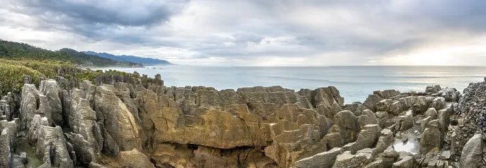 Framed Print : Coastal landscape of sandstone rocks