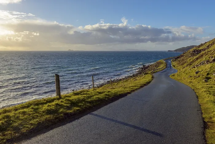 Framed Print : Coastal road in typical scottish landscape Framed Print : Coastal road in typical scottish landscape