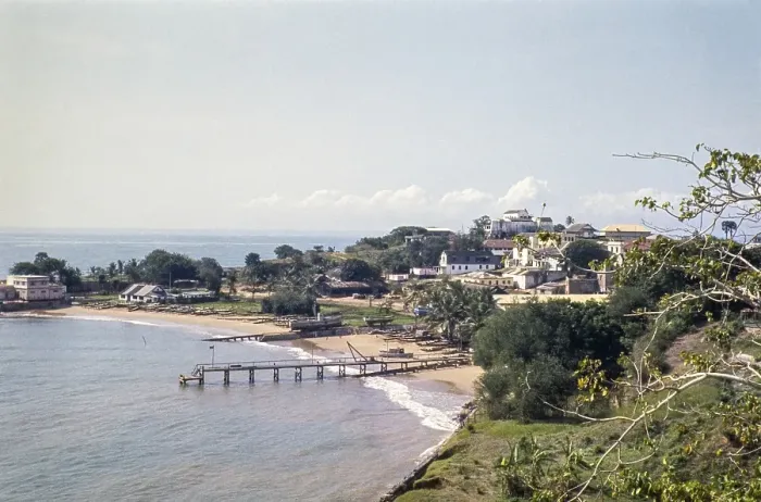 Framed Print : Coastal settlement, probably Freetown, Sierra Leone, West Africa 1963 1964, Africa