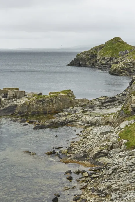 Framed Print : Coastal view toward the Knab in Lerwick
