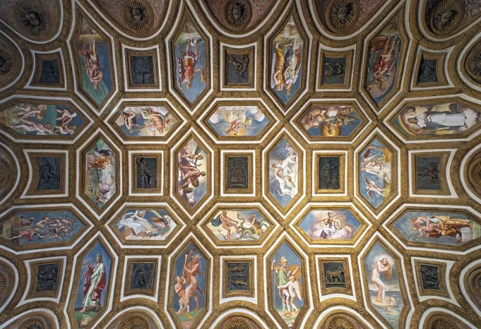 Framed Print : Coffered ceiling, Te Palace - Palazzo del Te Framed Print : Coffered ceiling, Te Palace - Palazzo del Te