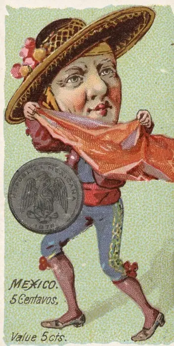 Framed Print : Coins from different countries with symbolic persons