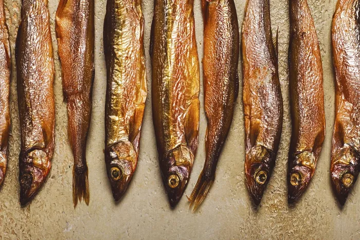 Framed Print : Cold smoked capelin, on the table
