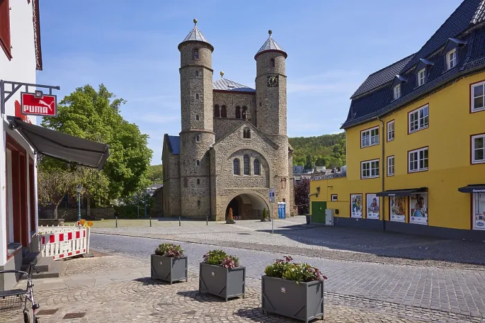Framed Print : Collegiate Church of St. Chrysanthus and Daria and Cougar Outlet in Bad Munstereifel Framed Print : Collegiate Church of St. Chrysanthus and Daria and Cougar Outlet in Bad Munstereifel