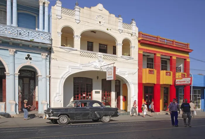 Framed Print : Colonial facades along Calle Marti street