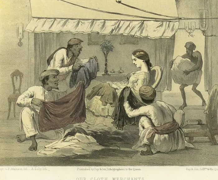 Framed Print : Colonial Indian images, our cloth merchants, India, Asia