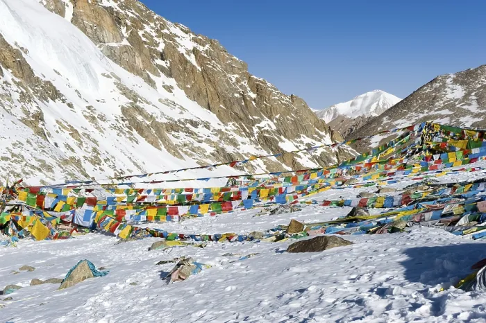 Framed Print : Colored rags on a rope in Tibet