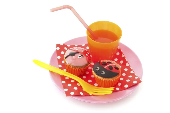 Framed Print : Colorful cupcakes with lemonade as treat for the child party Framed Print : Colorful cupcakes with lemonade as treat for the child party