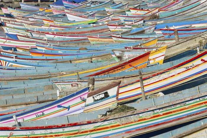 Framed Print : Colorful fishing boats in the harbour Framed Print : Colorful fishing boats in the harbour