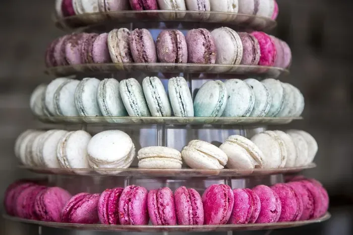 Framed Print : Colorful French Macarons formed as a pyramid