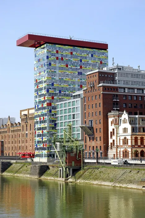 Framed Print : Colorium building, modern architecture at the commercial harbour Framed Print : Colorium building, modern architecture at the commercial harbour