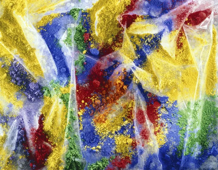 Framed Print : Colour pigments, colour powder