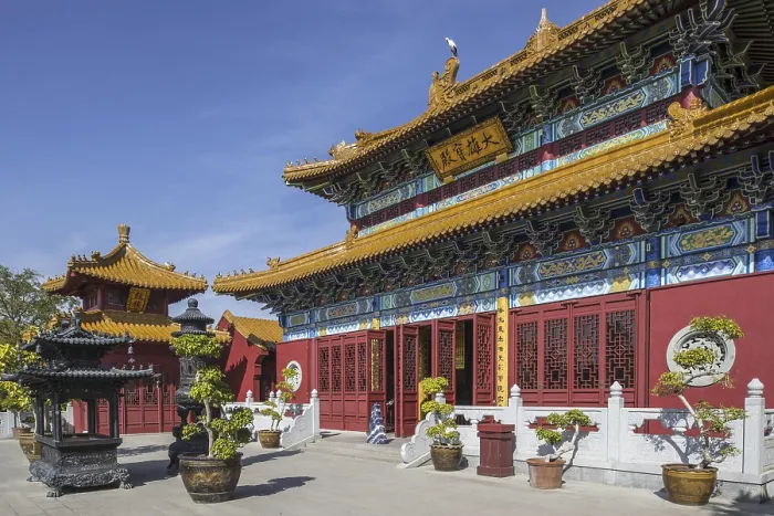 Framed Print : Colourful Chinese Buddhist temple at Pairi Daiza