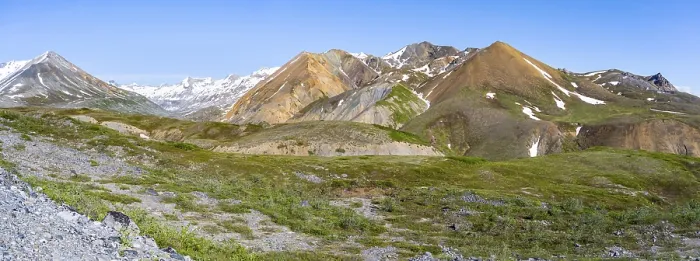 Framed Print : Colourful mountains, picturesque mountain scenery on Gulkana Glacier