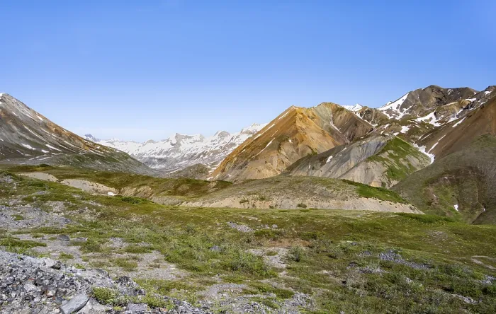 Framed Print : Colourful mountains, picturesque mountain scenery on Gulkana Glacier