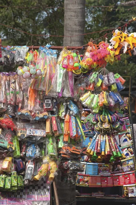 Framed Print : Colourful plastic toys, Nedumgolam