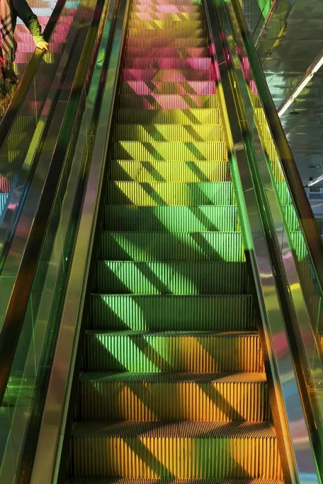 Framed Print : Colourful reflections on stairways