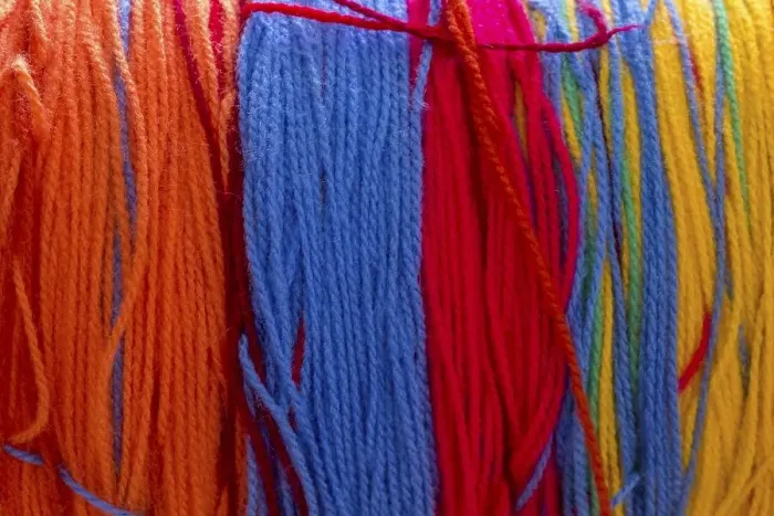 Framed Print : Colourful wool threads, colourful wool