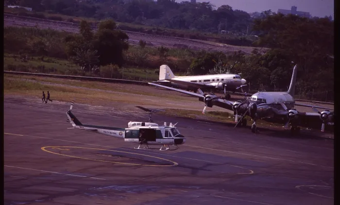 Framed Print : Columbia: HPolice Helicopter Landing at Villa Vicencio Airport