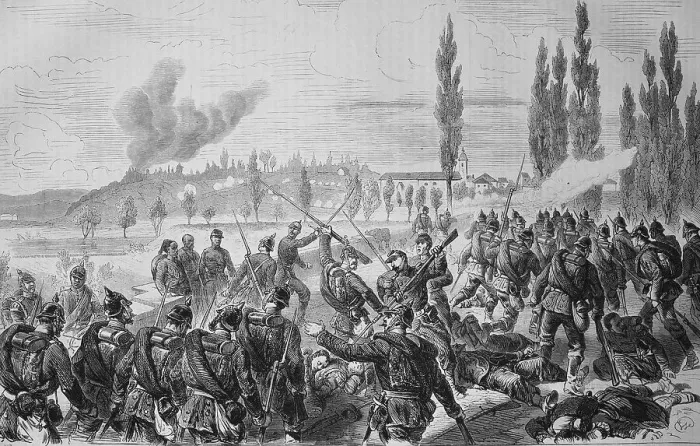 Framed Print : Combat at Etuz on the Oignon 22th October 1870