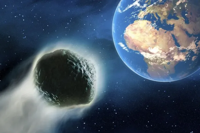 Framed Print : Comet hurtling towards Earth, 3D illustration