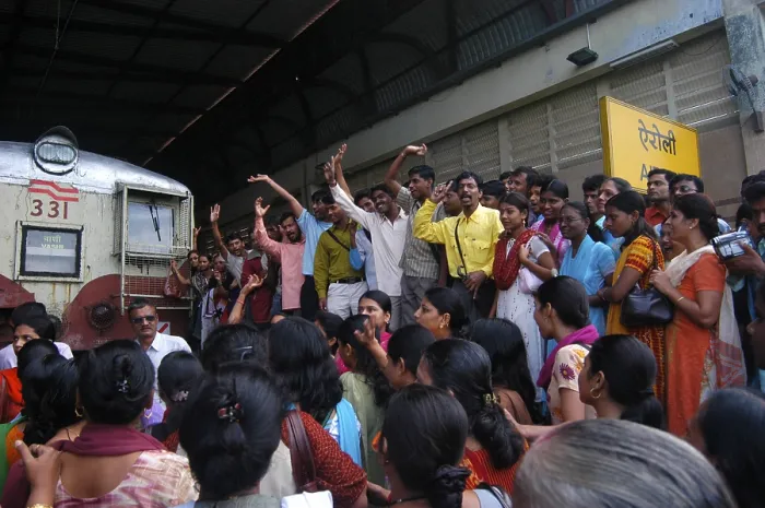 Framed Print : Commuters stage protest as they stop trains demanding increase in local train frequency at Airoli Station