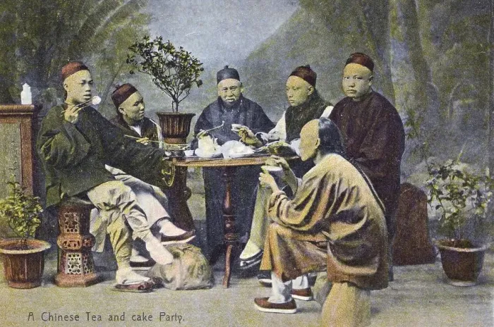Framed Print : A Company of Chinese Men at Tea and Cakes