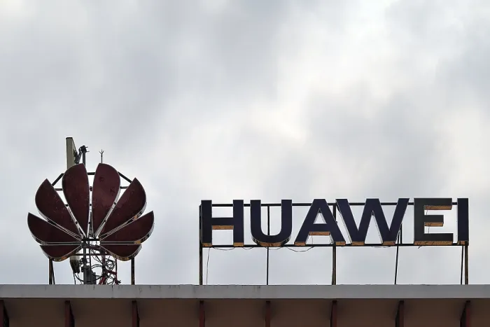 Framed Print : Company logo of the Chinese electronics giant HUAWEI