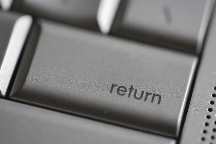 Framed Print : Computer Keyboard, return key, Apple Laptop Mac Book Pro