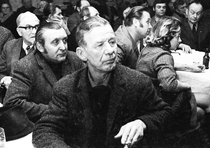 Framed Print : Concerned faces predominate at the tenants protest meeting of RAG (Ruhrkohle AG) tenants on 1 Framed Print : Concerned faces predominate at the tenants protest meeting of RAG (Ruhrkohle AG) tenants on 1