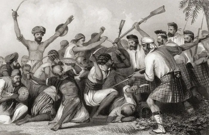 Framed Print : Conflict with Ghazees before Bareilly, India, Asia, 1858, Asia