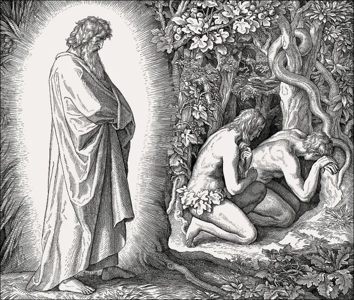 Framed Print : Confrontation, fall of man, by Julius Schnorr von Carolsfeld Framed Print : Confrontation, fall of man, by Julius Schnorr von Carolsfeld