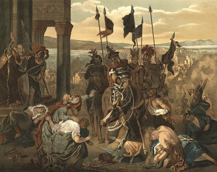Framed Print : The conquest of Constantinople in April 1204 was the culmination of the Fourth Crusade