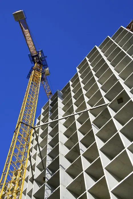 Framed Print : Construction of apartment houses in new big residential districts