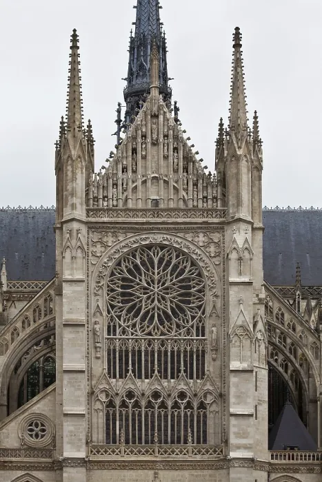 Framed Print : Construction began in 1220, gable of the south transept Framed Print : Construction began in 1220, gable of the south transept