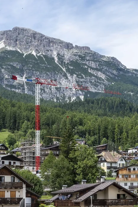 Framed Print : Construction crane against a mountain backdrop in the Dolomites Framed Print : Construction crane against a mountain backdrop in the Dolomites