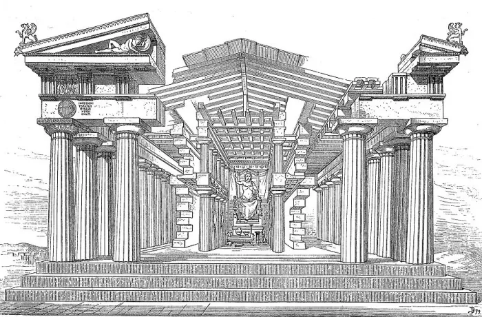 Framed Print : Construction of a Greek temple: The Temple of Zeus at Olympia